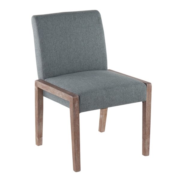 Carmen Contemporary White Washed Wood and Teal Chairs Set of 2 2