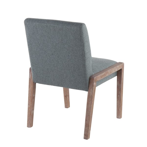 Carmen Contemporary White Washed Wood and Teal Chairs Set of 2 4