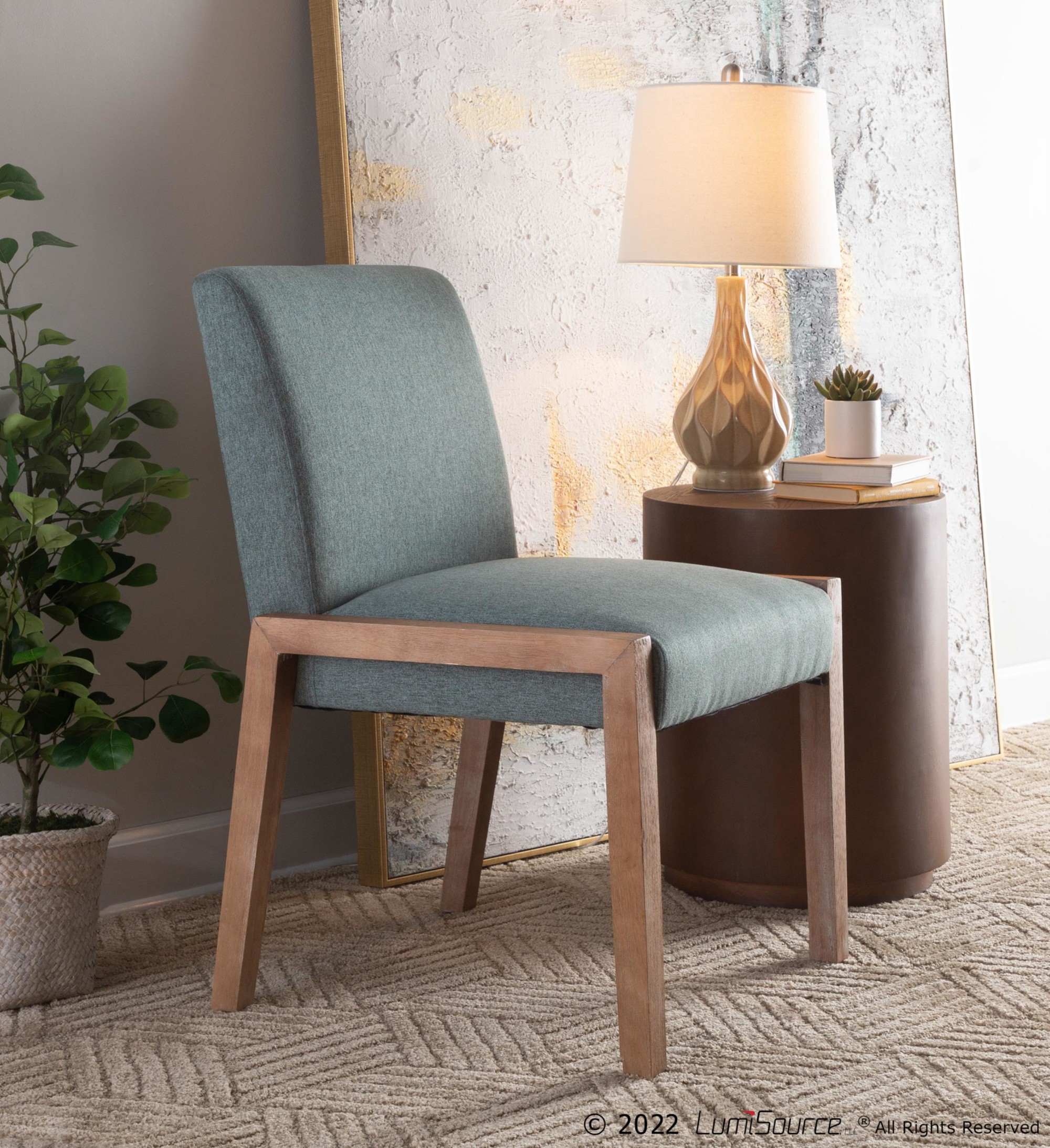 Carmen Contemporary White Washed Wood and Teal Chairs (Set of 2) 1 Carmen Contemporary White Washed Wood and Teal Chairs (Set of 2)