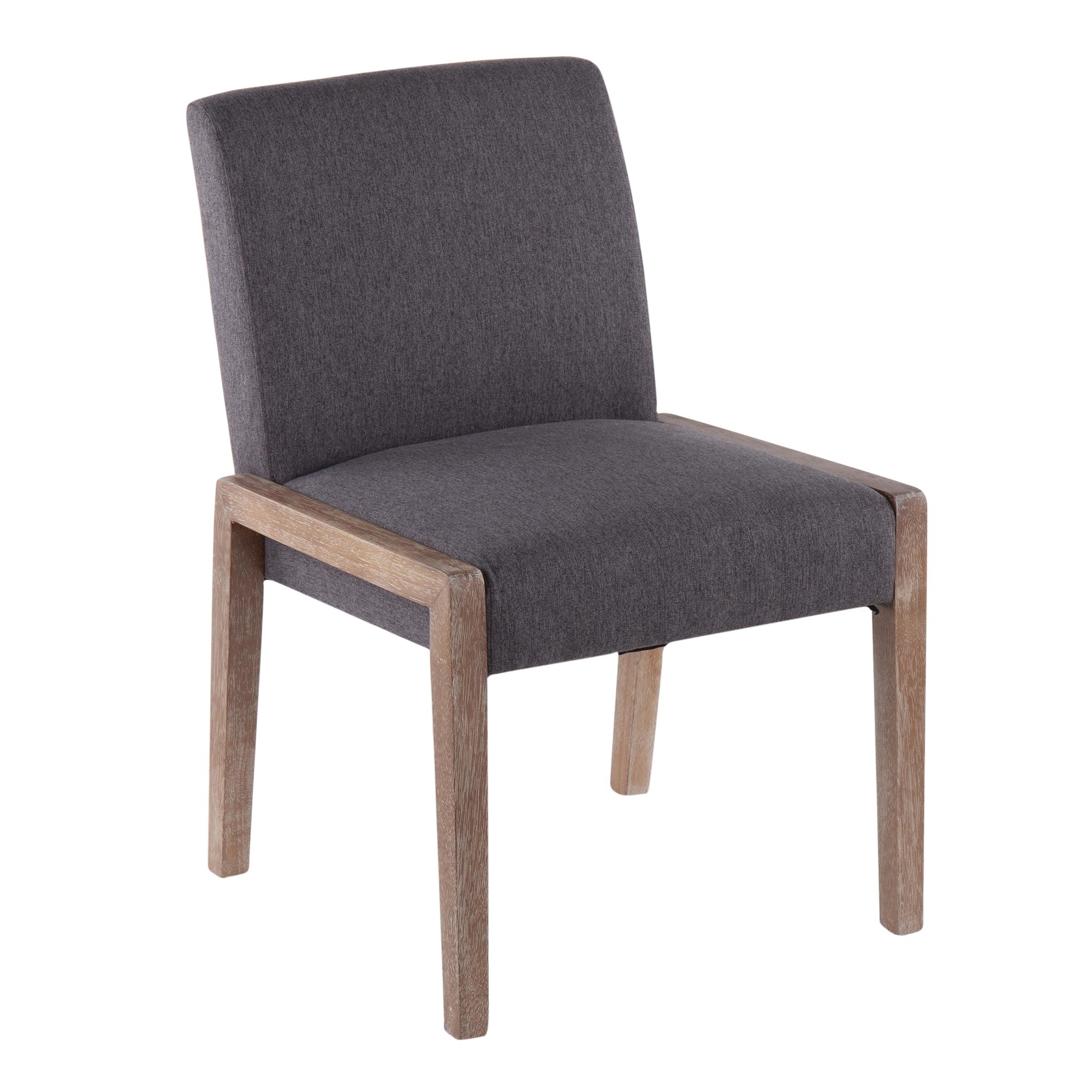 Carmen White Washed Wood Grey Fabric Contemporary Chairs (Set of 2) 2 Carmen White Washed Wood Grey Fabric Contemporary Chairs (Set of 2) - Image 2