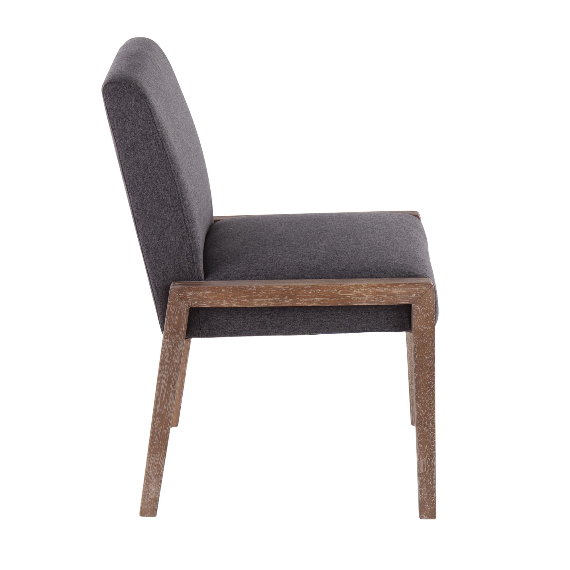 Carmen White Washed Wood Grey Fabric Contemporary Chairs (Set of 2) 3 Carmen White Washed Wood Grey Fabric Contemporary Chairs (Set of 2) - Image 3