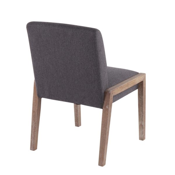 Carmen White Washed Wood Grey Fabric Contemporary Chairs Set of 2 3