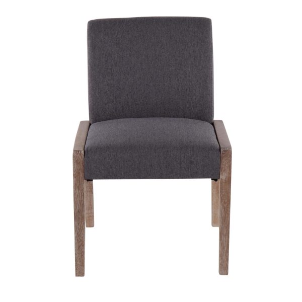 Carmen White Washed Wood Grey Fabric Contemporary Chairs Set of 2 5