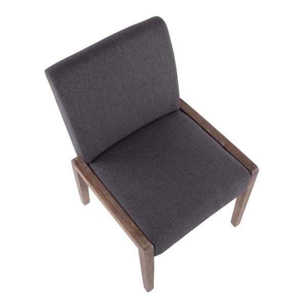 Carmen White Washed Wood Grey Fabric Contemporary Chairs Set of 2 6