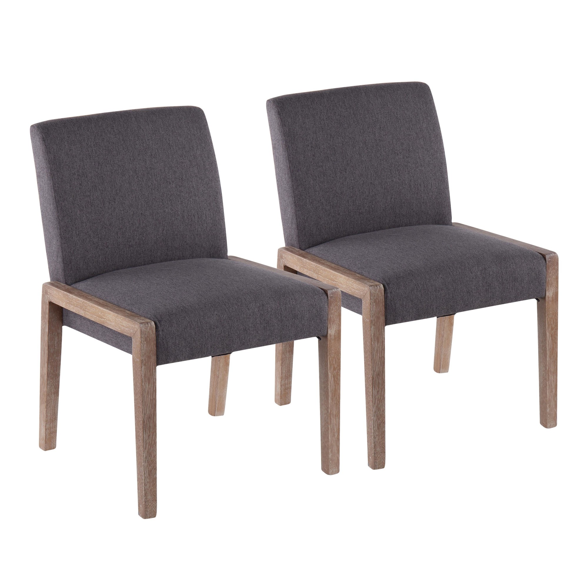 Carmen White Washed Wood Grey Fabric Contemporary Chairs (Set of 2) 1 Carmen White Washed Wood Grey Fabric Contemporary Chairs (Set of 2)