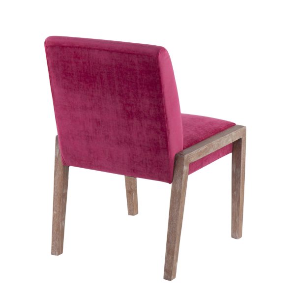 Carmen White Washed Wood Hot Pink Velvet Contemporary Chairs Set of 2 4