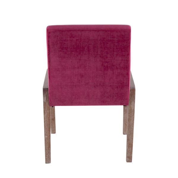 Carmen White Washed Wood Hot Pink Velvet Contemporary Chairs Set of 2 5