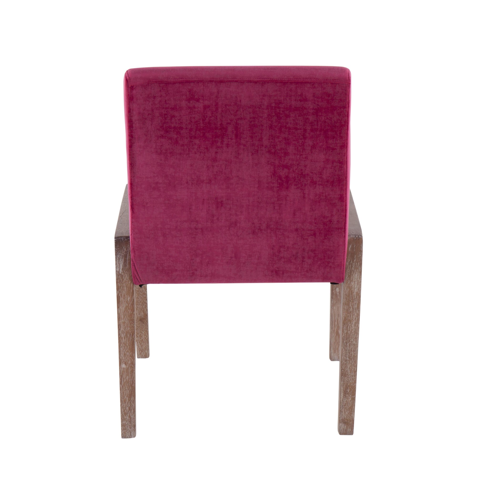 Carmen White Washed Wood Hot Pink Velvet Contemporary Chairs (Set of 2) 6 Carmen White Washed Wood Hot Pink Velvet Contemporary Chairs (Set of 2) - Image 6