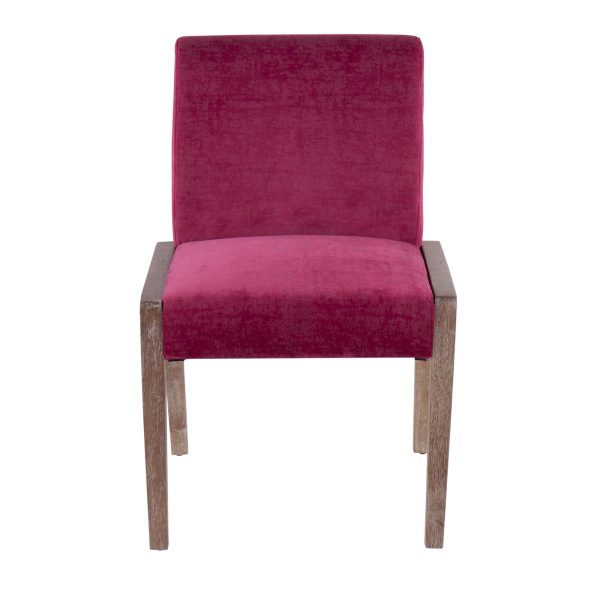 Carmen White Washed Wood Hot Pink Velvet Contemporary Chairs Set of 2 6