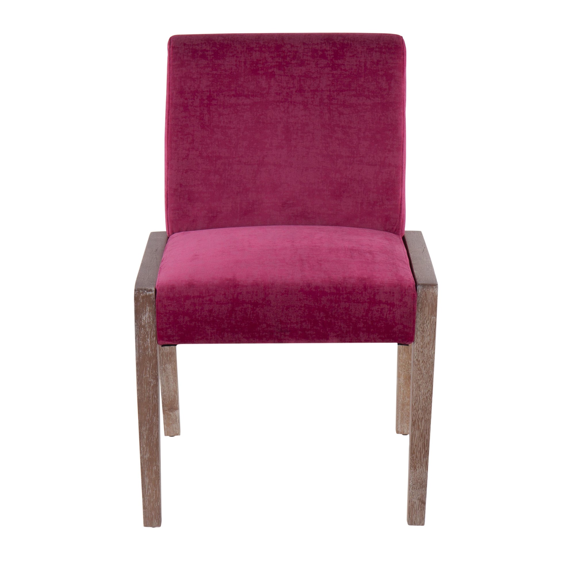 Carmen White Washed Wood Hot Pink Velvet Contemporary Chairs (Set of 2) 7 Carmen White Washed Wood Hot Pink Velvet Contemporary Chairs (Set of 2) - Image 7