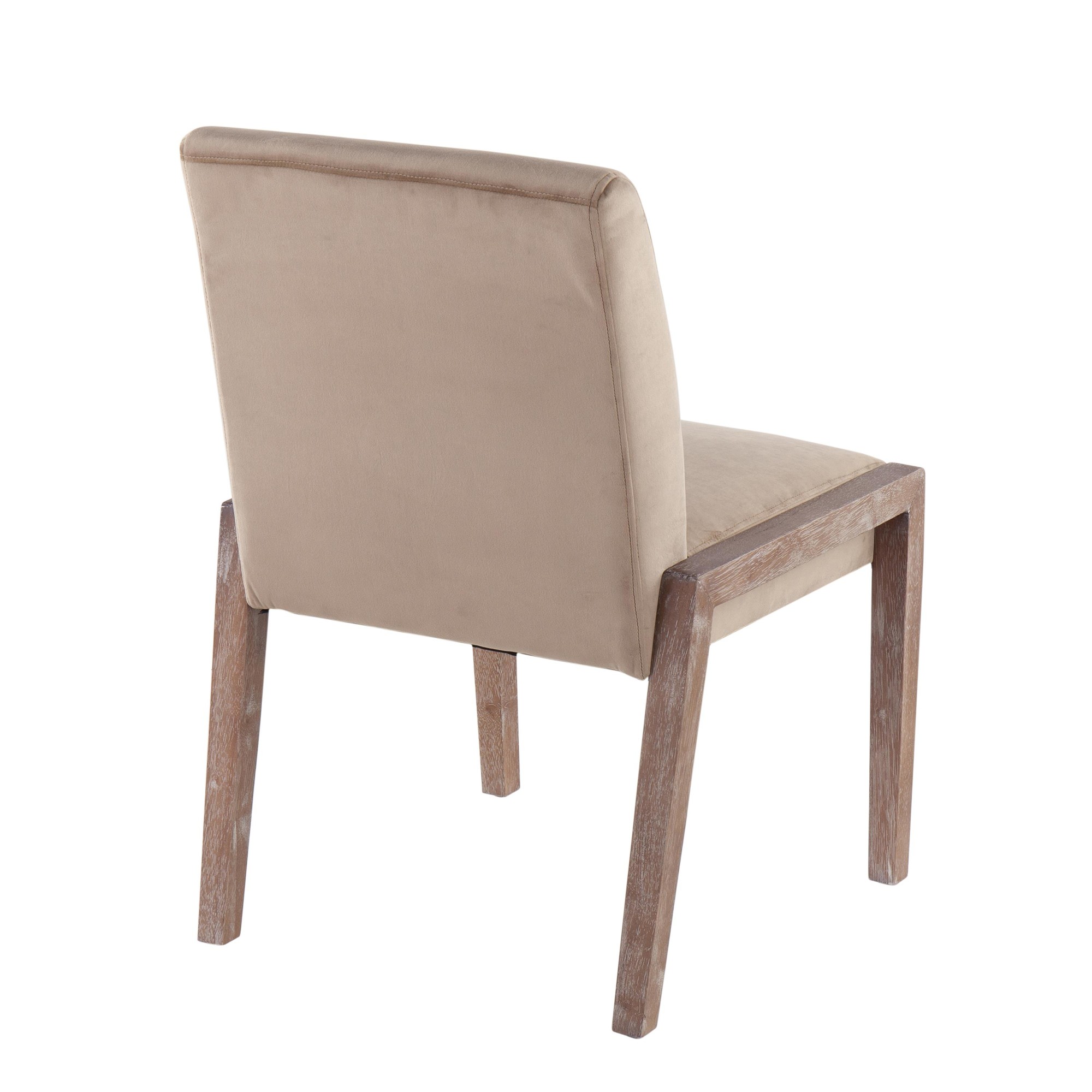 Carmen White Washed Wood Light Brown Velvet Contemporary Chairs (Set of 2) 5 Carmen White Washed Wood Light Brown Velvet Contemporary Chairs (Set of 2) - Image 5