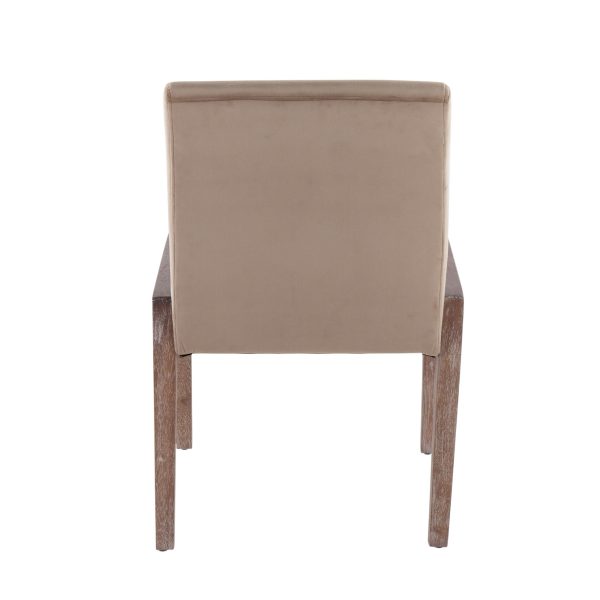 Carmen White Washed Wood Light Brown Velvet Contemporary Chairs Set of 2 5
