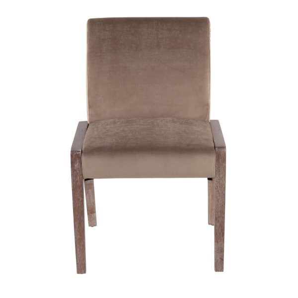 Carmen White Washed Wood Light Brown Velvet Contemporary Chairs Set of 2 6