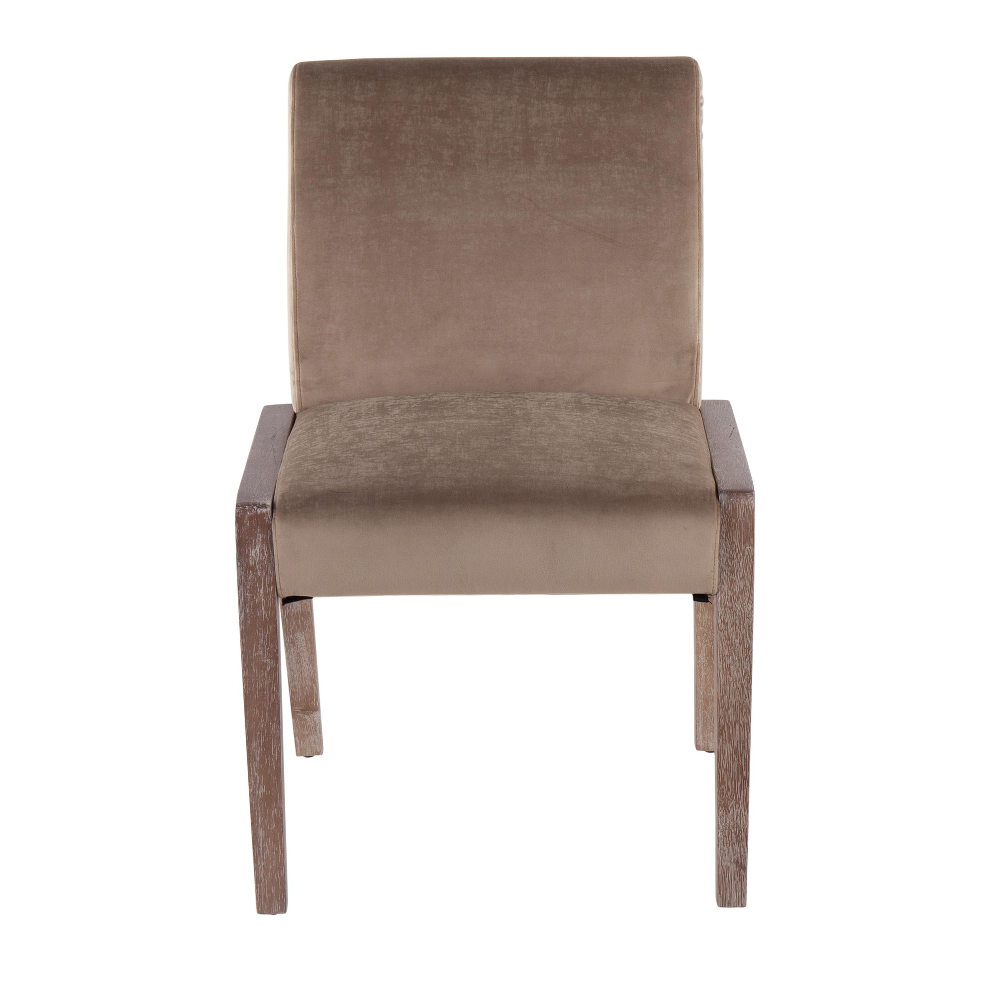 Carmen White Washed Wood Light Brown Velvet Contemporary Chairs (Set of 2) 7 Carmen White Washed Wood Light Brown Velvet Contemporary Chairs (Set of 2) - Image 7