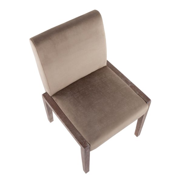 Carmen White Washed Wood Light Brown Velvet Contemporary Chairs Set of 2 7