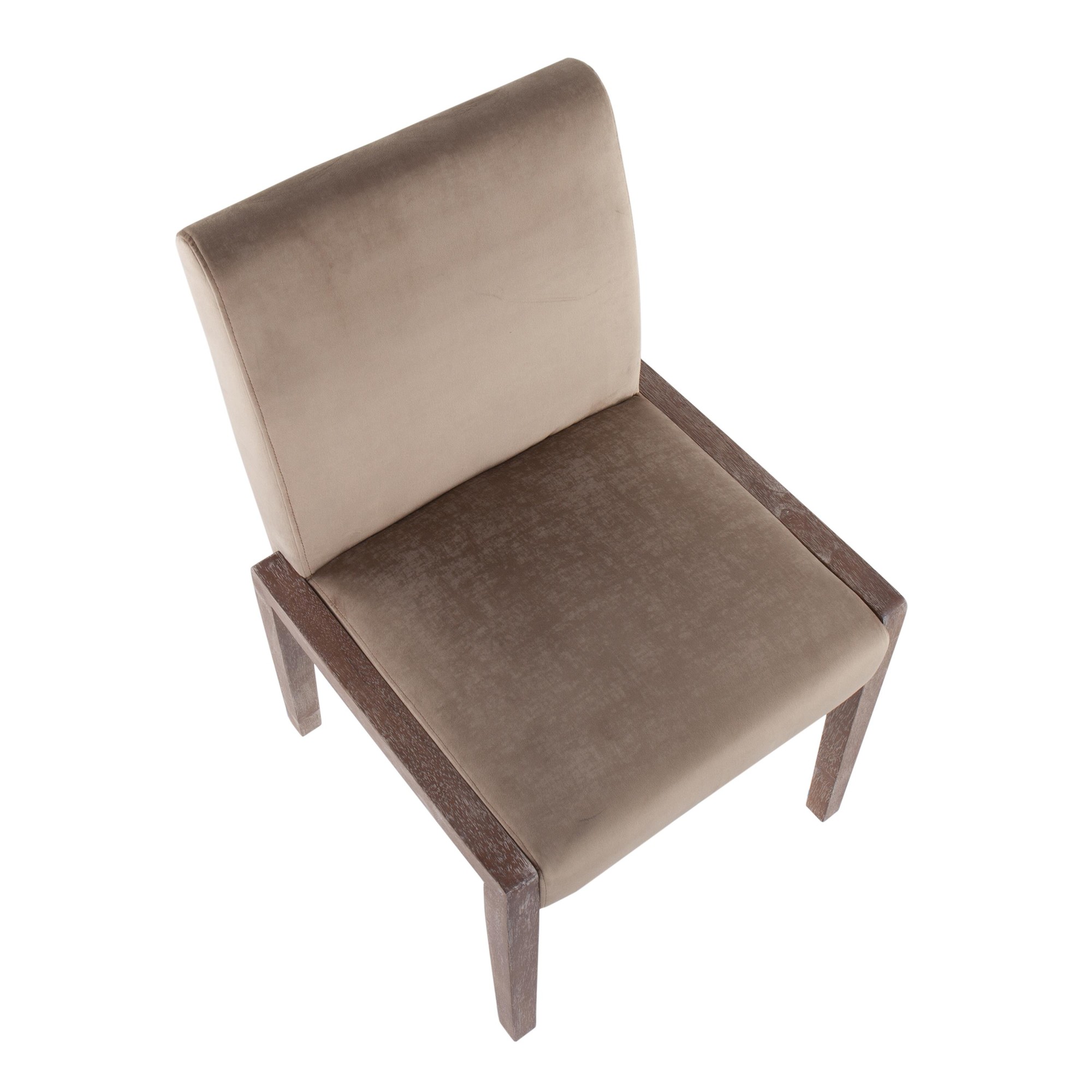 Carmen White Washed Wood Light Brown Velvet Contemporary Chairs (Set of 2) 8 Carmen White Washed Wood Light Brown Velvet Contemporary Chairs (Set of 2) - Image 8
