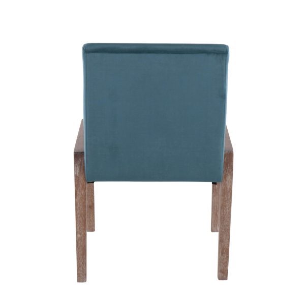 Carmen White Wood Crushed Teal Velvet Contemporary Chairs Set of 2 5