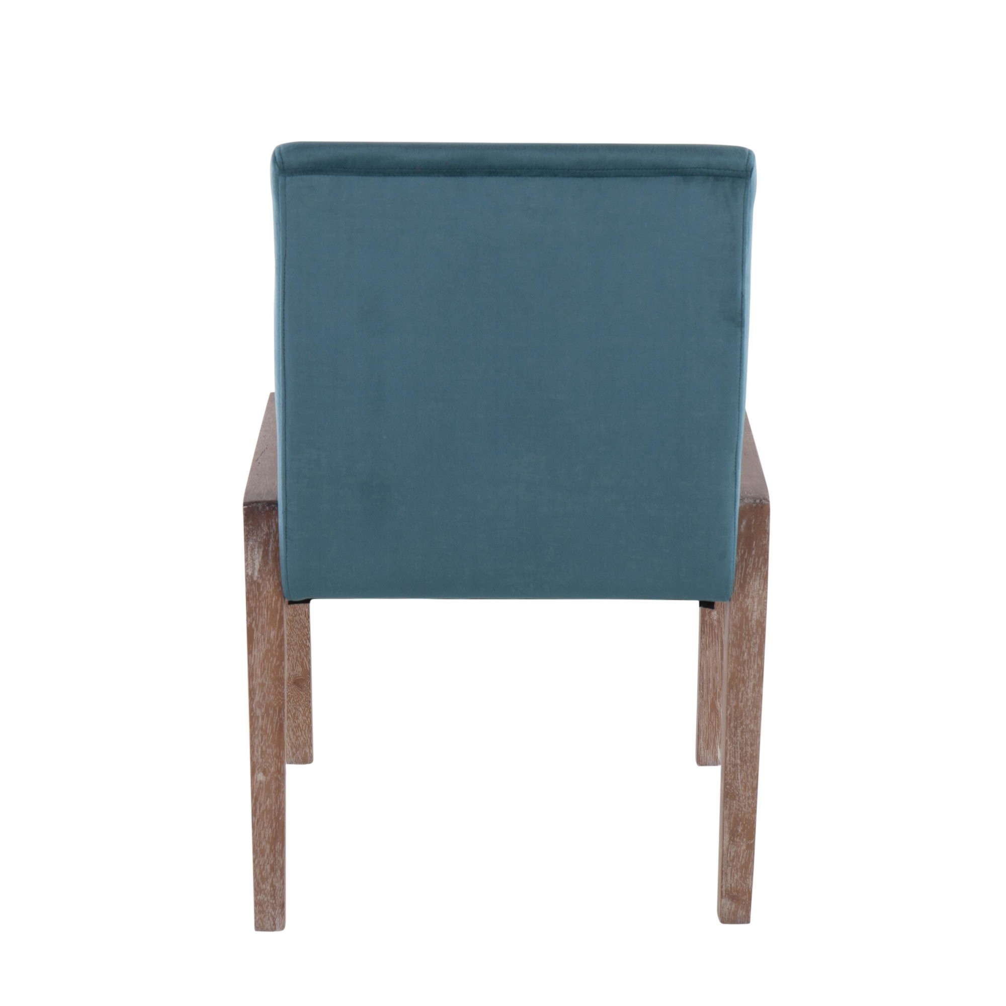 Carmen White Wood Crushed Teal Velvet Contemporary Chairs (Set of 2) 6 Carmen White Wood Crushed Teal Velvet Contemporary Chairs (Set of 2) - Image 6