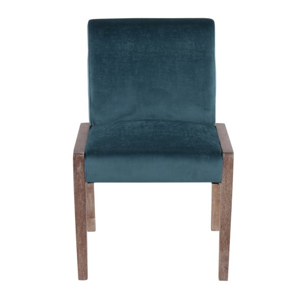 Carmen White Wood Crushed Teal Velvet Contemporary Chairs Set of 2 6
