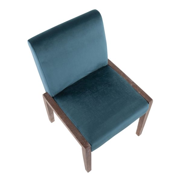 Carmen White Wood Crushed Teal Velvet Contemporary Chairs Set of 2 7