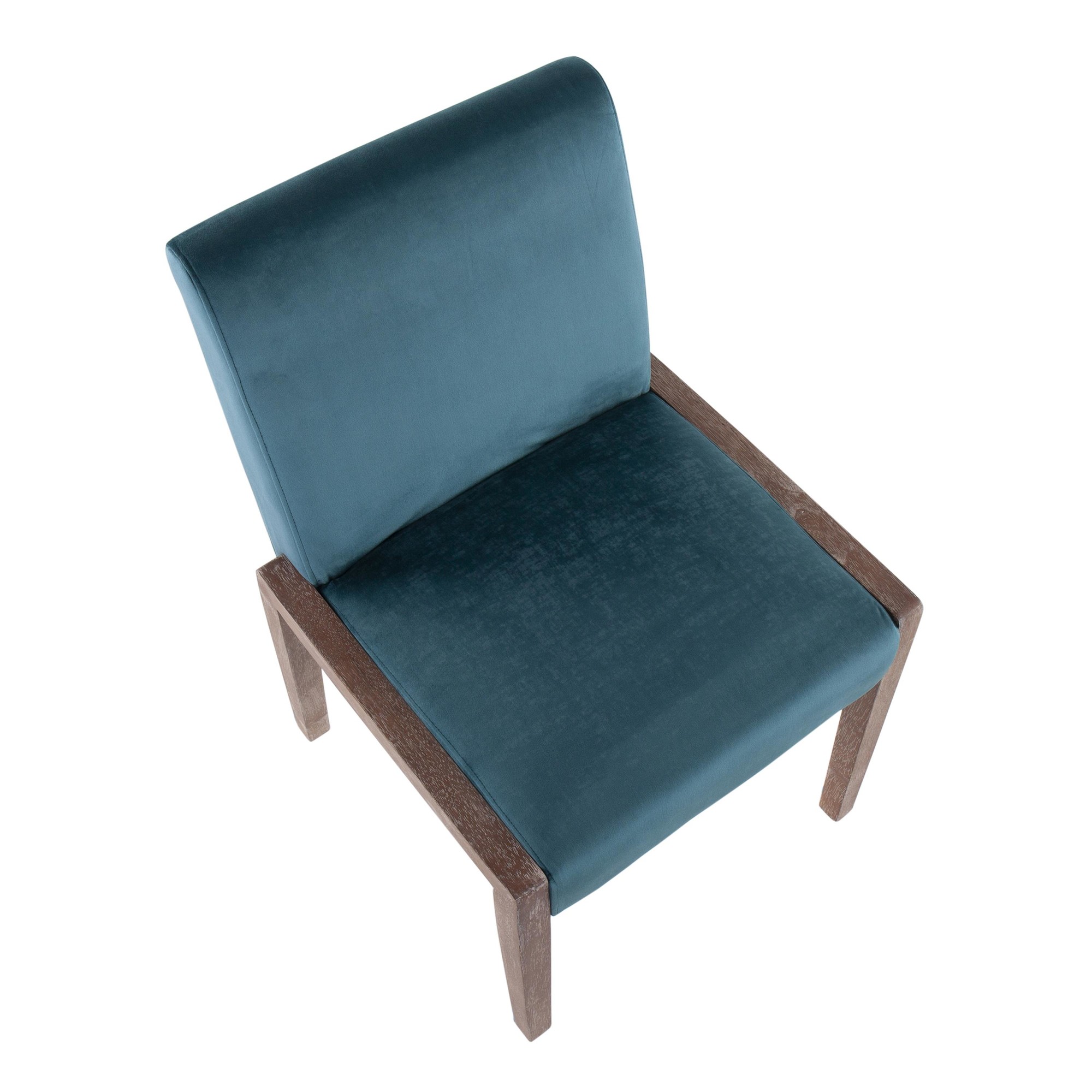 Carmen White Wood Crushed Teal Velvet Contemporary Chairs (Set of 2) 8 Carmen White Wood Crushed Teal Velvet Contemporary Chairs (Set of 2) - Image 8