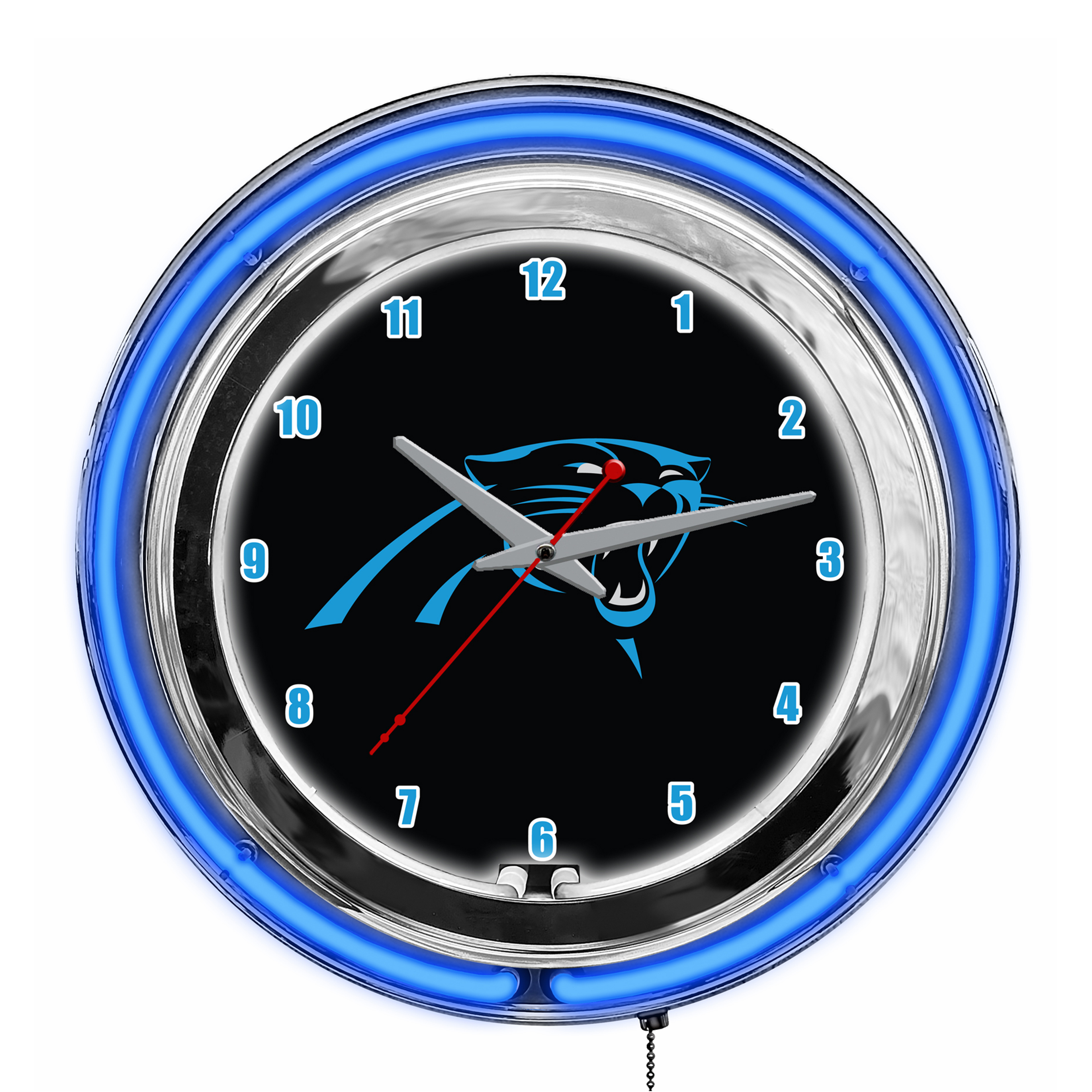 Carolina Panthers 14" Neon Chrome Clock NFL Licensed 2 Carolina Panthers 14" Neon Chrome Clock NFL Licensed - Image 2