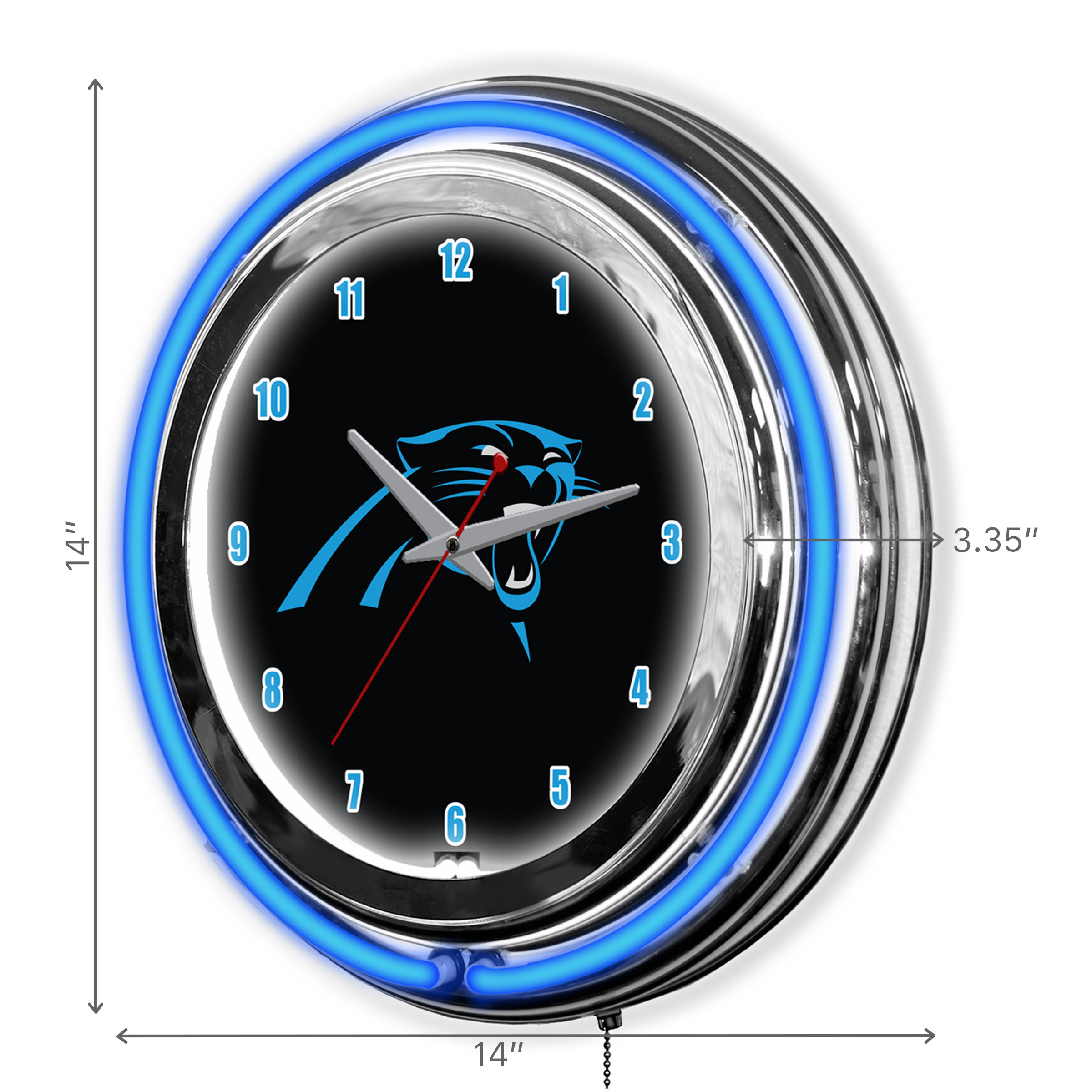 Carolina Panthers 14" Neon Chrome Clock NFL Licensed 4 Carolina Panthers 14" Neon Chrome Clock NFL Licensed - Image 4