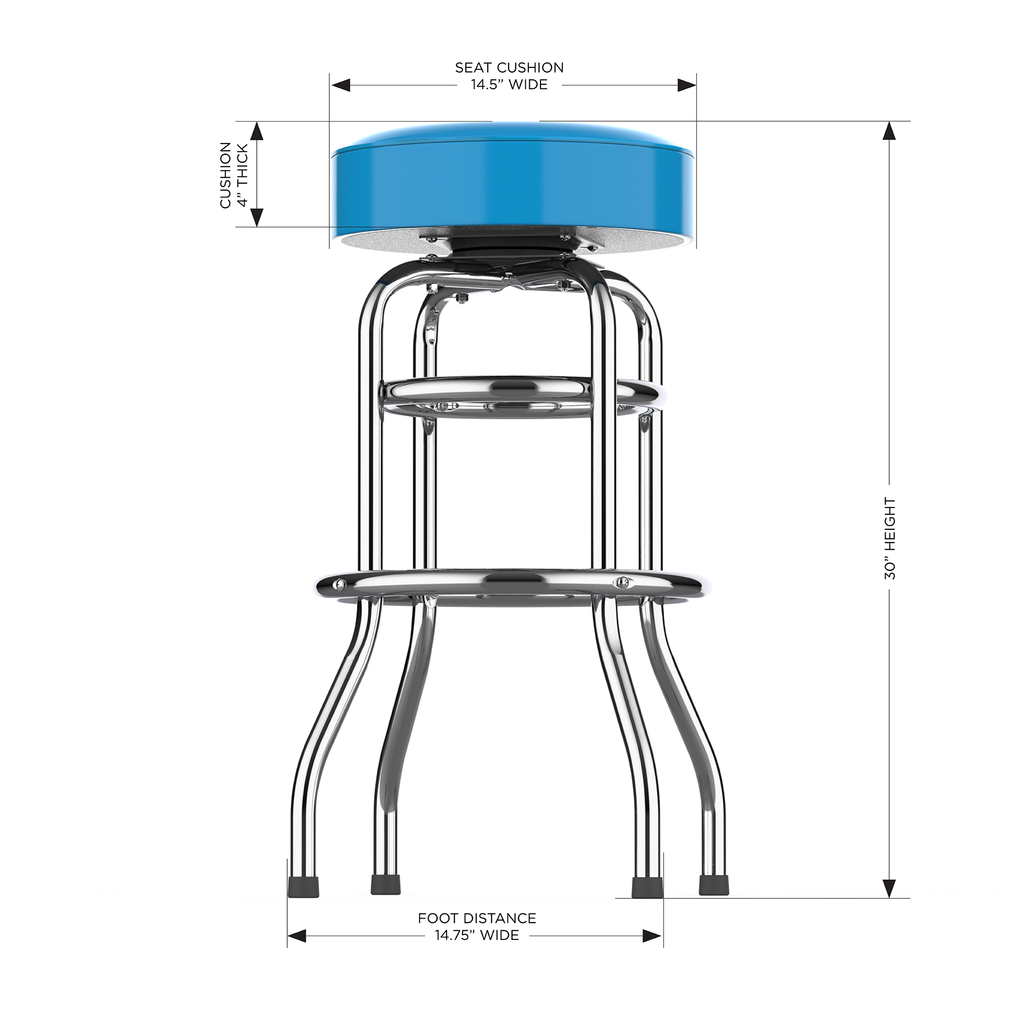 Carolina Panthers Chrome Logo American Crafted Bar Stool 2 Carolina Panthers Chrome Logo American Crafted Bar Stool - Image 2