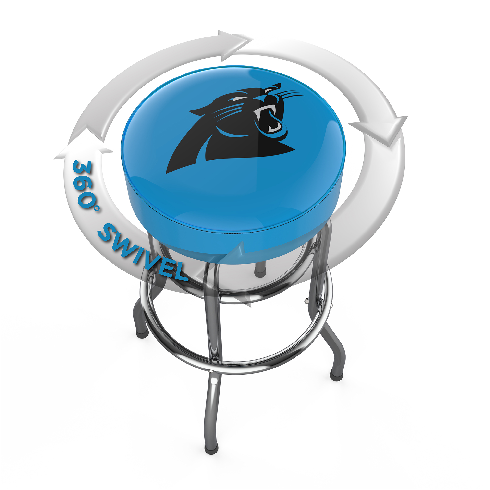 Carolina Panthers Chrome Logo American Crafted Bar Stool 5 Carolina Panthers Chrome Logo American Crafted Bar Stool - Image 5