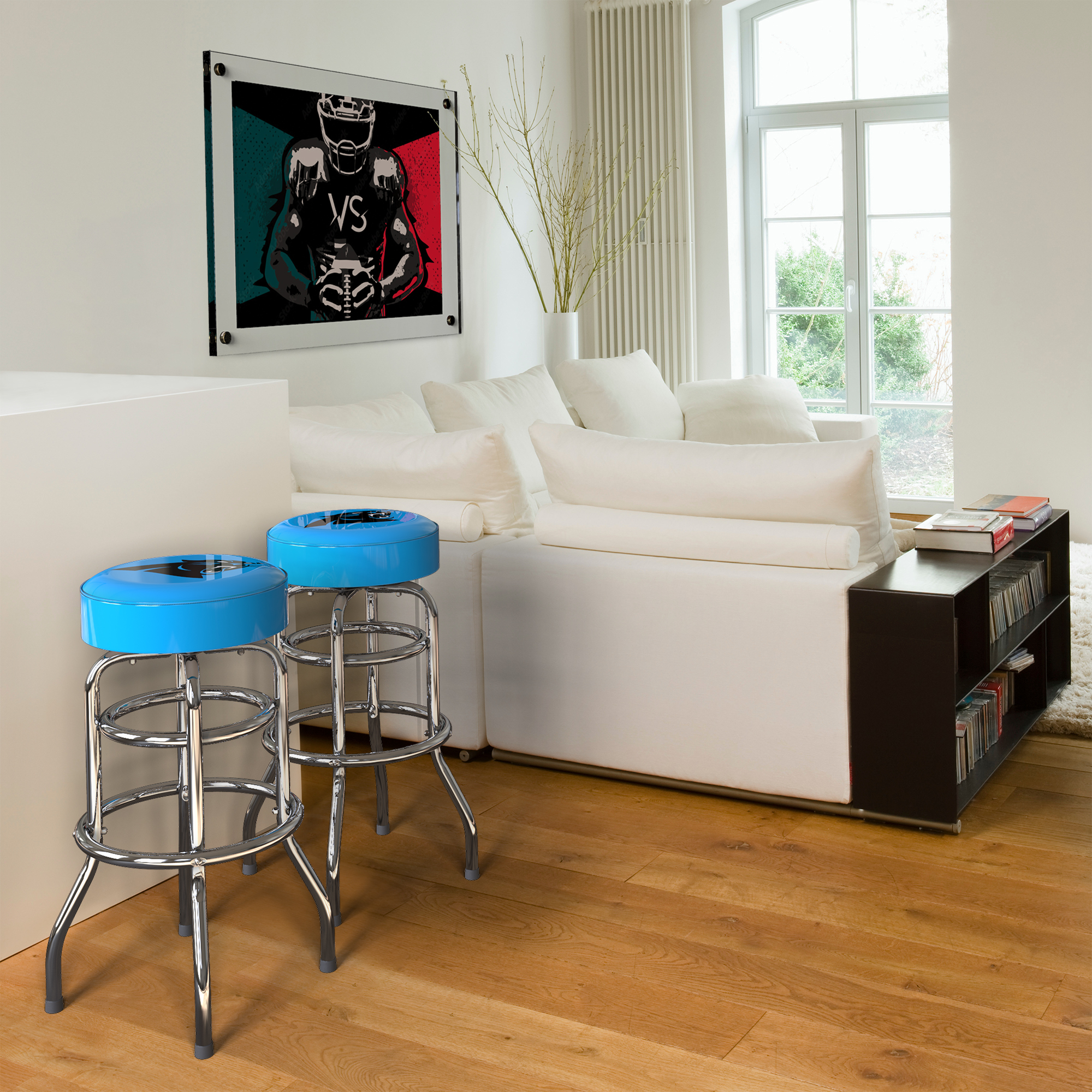 Carolina Panthers Chrome Logo American Crafted Bar Stool 1 Carolina Panthers Chrome Logo American Crafted Bar Stool