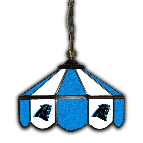 Carolina Panthers Handcrafted Stained Glass 14 in Pub Light