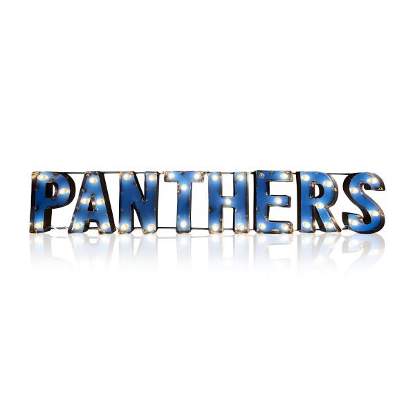 Carolina Panthers Lighted Recycled Metal Wordmark Logo Sign 1
