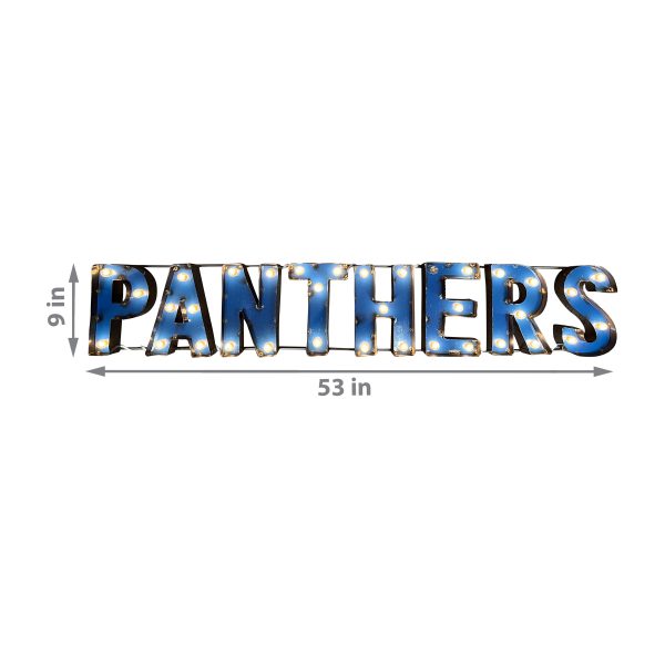 Carolina Panthers Lighted Recycled Metal Wordmark Logo Sign 2