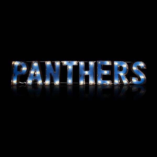 Carolina Panthers Lighted Recycled Metal Wordmark Logo Sign 3