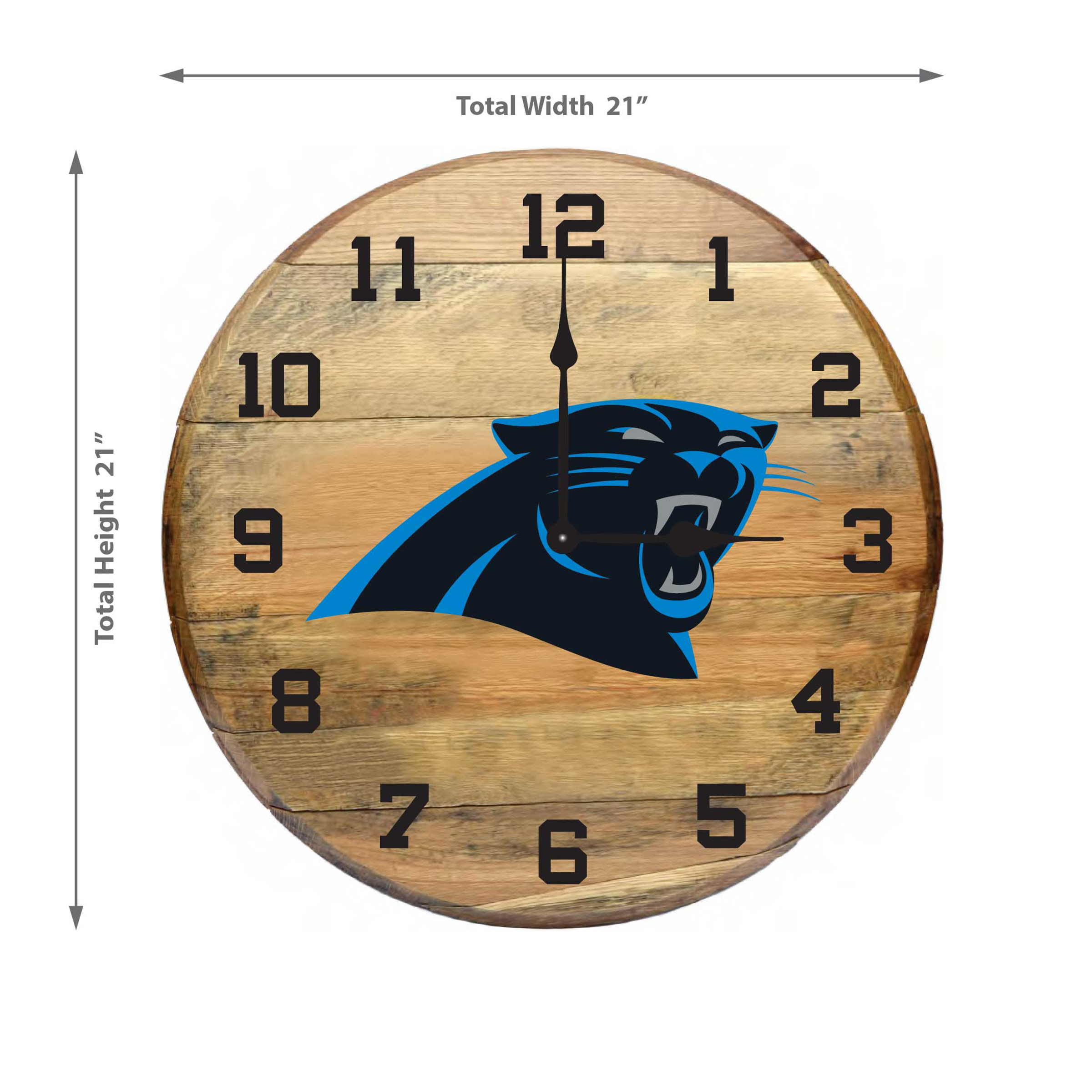 Carolina Panthers Oak Barrel Clock Officially Licensed NFL Decor 3 Carolina Panthers Oak Barrel Clock Officially Licensed NFL Decor - Image 3