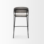 Carolyn Bar Stool w/ Gray Fabric & Matte Black Metal