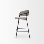 Carolyn Counter Stool w/ Gray Fabric & Matte Black Metal