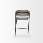 Carolyn Counter Stool w/ Gray Fabric & Matte Black Metal