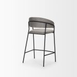 Carolyn Counter Stool w/ Gray Fabric & Matte Black Metal