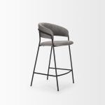 Carolyn Counter Stool w/ Gray Fabric & Matte Black Metal