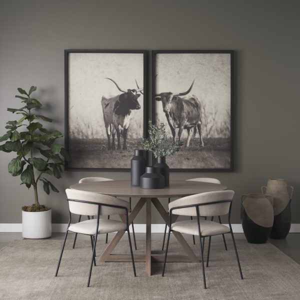 Carolyn Dining Chair w Oatmeal Fabric Matte Black Metal 2