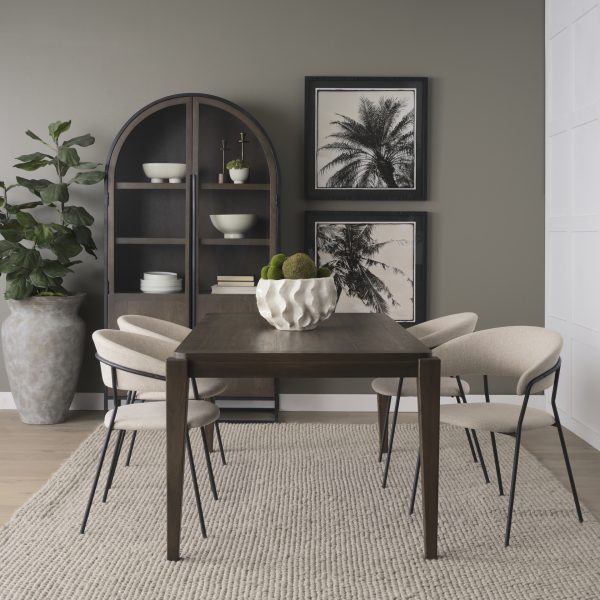 Carolyn Dining Chair w Oatmeal Fabric Matte Black Metal 3