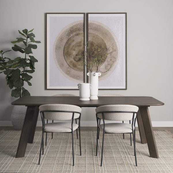 Carolyn Dining Chair w Oatmeal Fabric Matte Black Metal 4