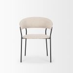 Carolyn Dining Chair w/ Oatmeal Fabric & Matte Black Metal