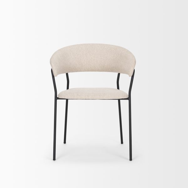 Carolyn Dining Chair w Oatmeal Fabric Matte Black Metal 5
