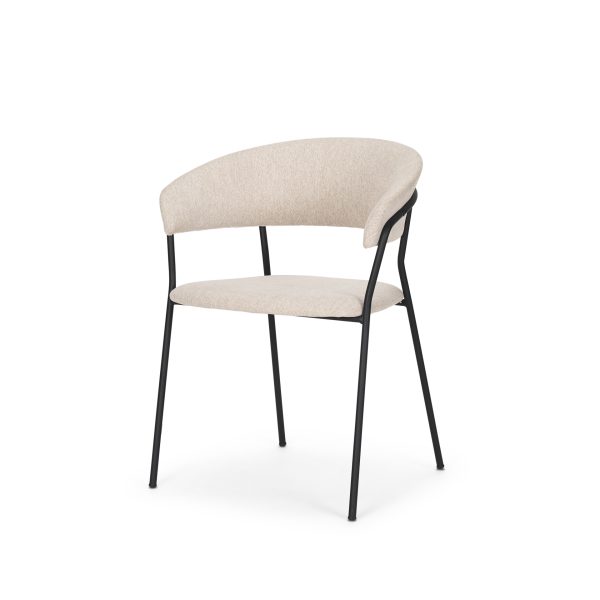Carolyn Dining Chair w Oatmeal Fabric Matte Black Metal