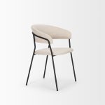 Carolyn Dining Chair w/ Oatmeal Fabric & Matte Black Metal