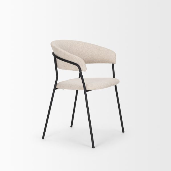 Carolyn Dining Chair w Oatmeal Fabric Matte Black Metal 9
