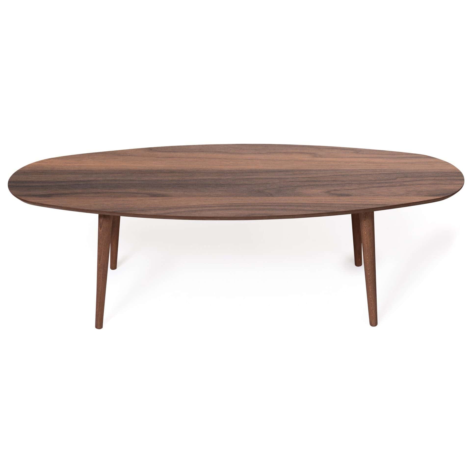Brown Wood Mid-Century Modern Oval Center Table 1 Brown Wood Mid-Century Modern Oval Center Table