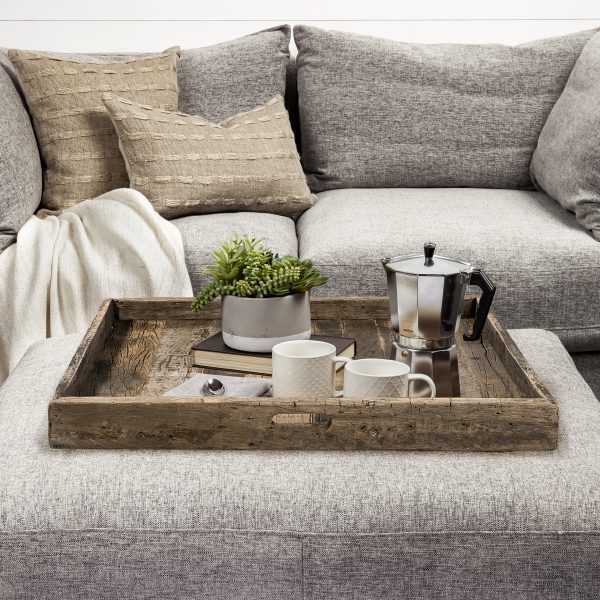 Carson Large 30L x 30W Brown Reclaimed Wood Tray 1